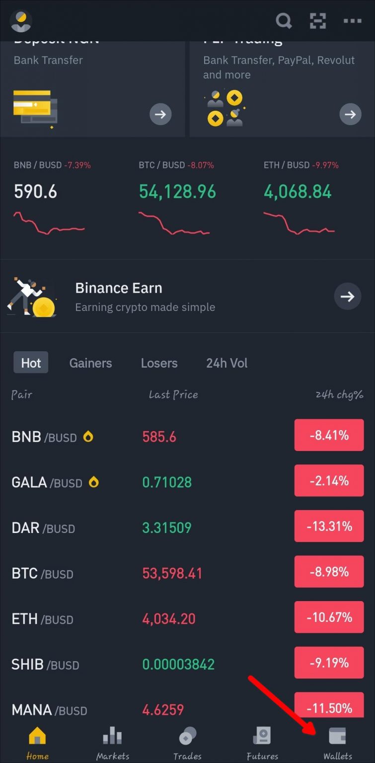 transfer from binance to wallet