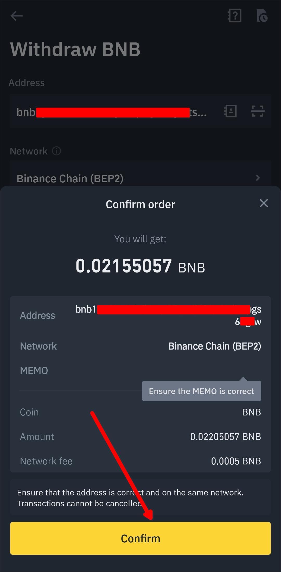 how do i transfer bnb from crypto.com to trust wallet