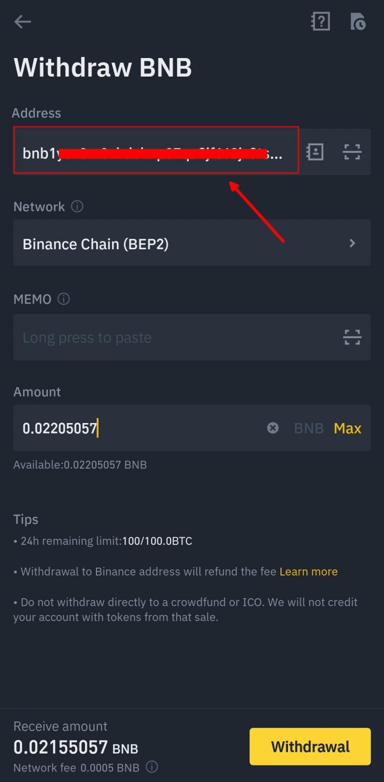 send bnb from crypto to trust wallet