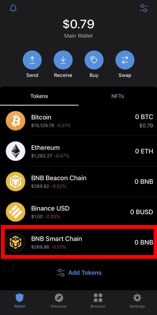 select bnb smart chain trust app