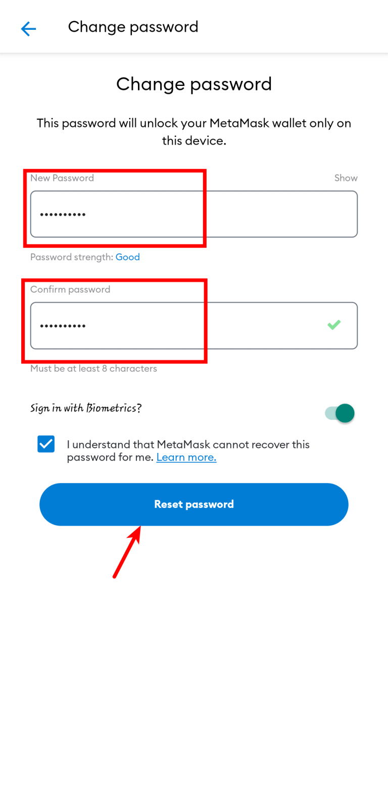 metamask password