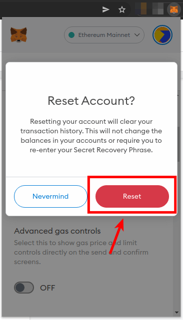 metamask how to reset transactions