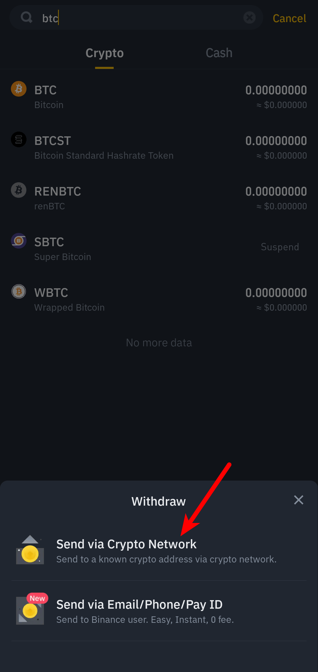 how to send binance to coinbase