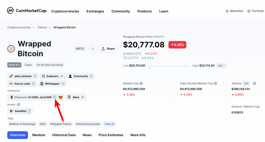 adresse contrat bitcoin metamask