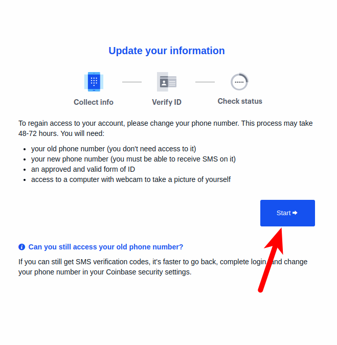 change number on coinbase