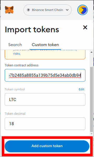 click add custom token litecoin metamask