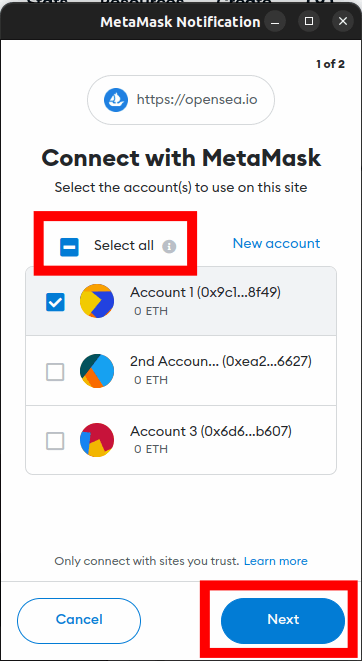 select account metamask opensea