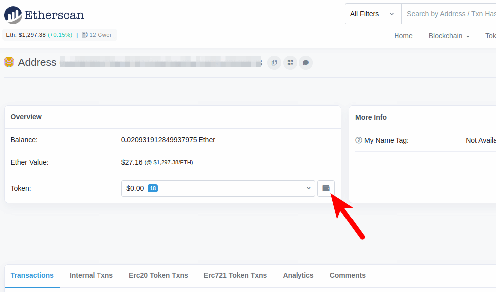 view wallet information etherscan