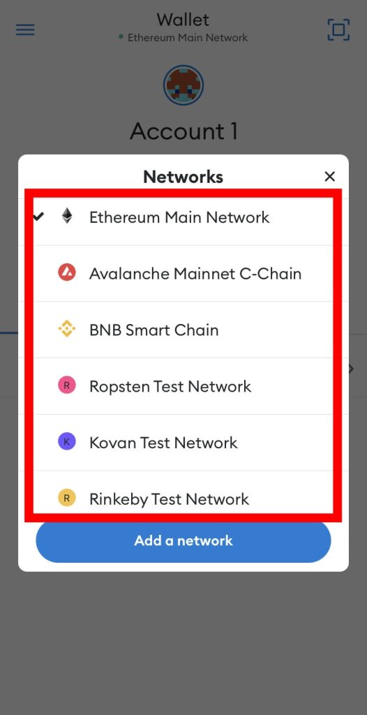 select network metamask mobile