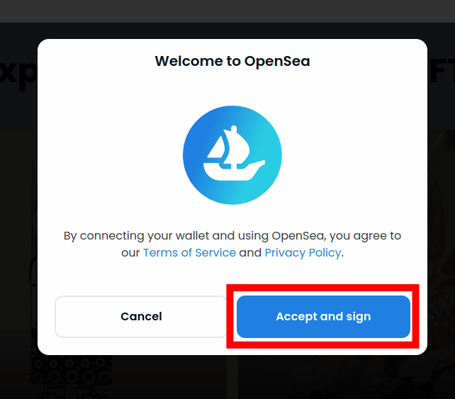 click accept and sign opensea