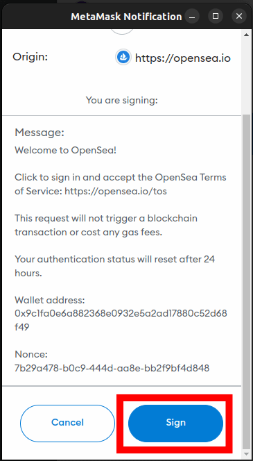 accept opensea signature metamask