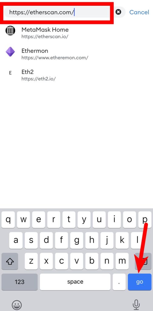 enter etherscan url metamask mobile