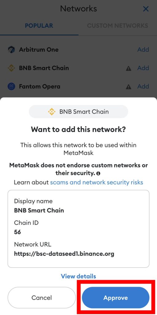 add bnb smart chain metamask app