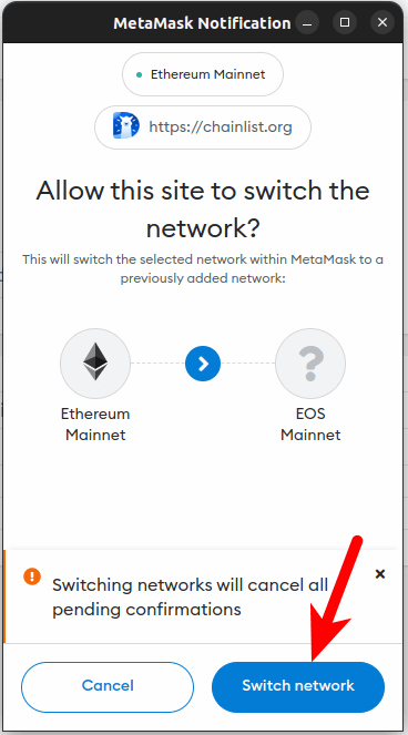 click switch networks eos mainnet