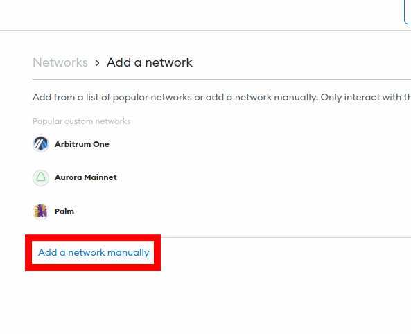 click add network manually eos