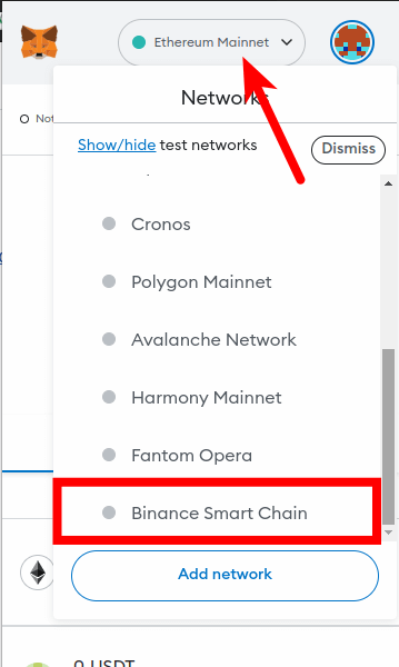 switch to the bnb smart chain metamask