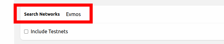 search Evmos chainlist