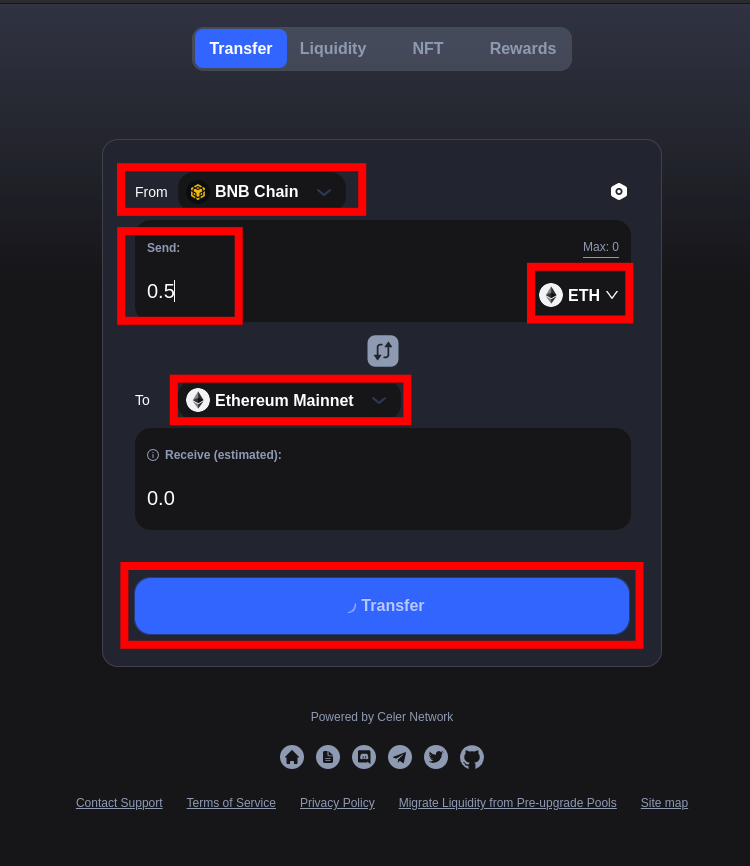 enter amount and click transfer