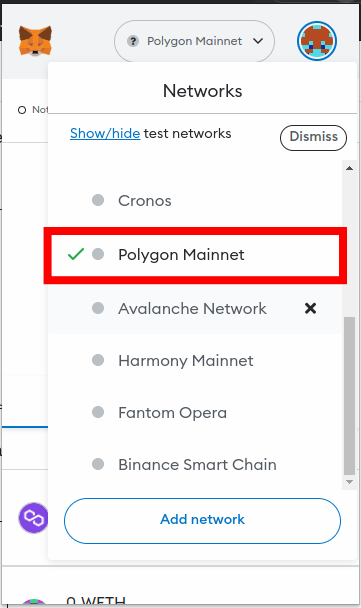 switch to the polygon mainnet metamask