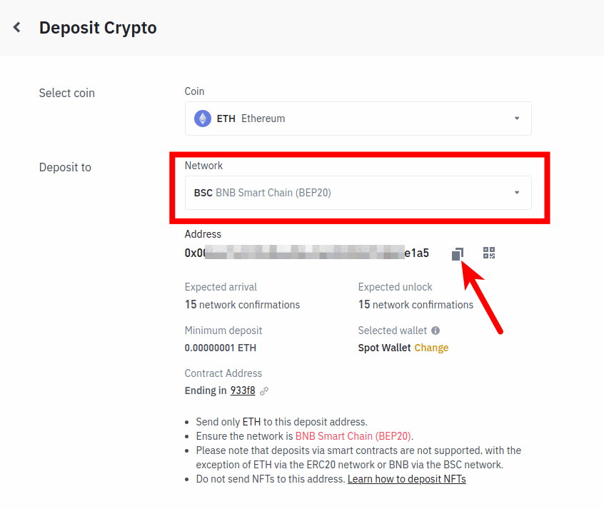 copy bep eth wallet address binanace