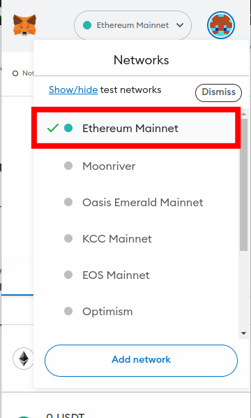 select ethereum mainnet