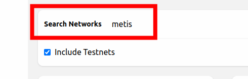 search Metis chainlist